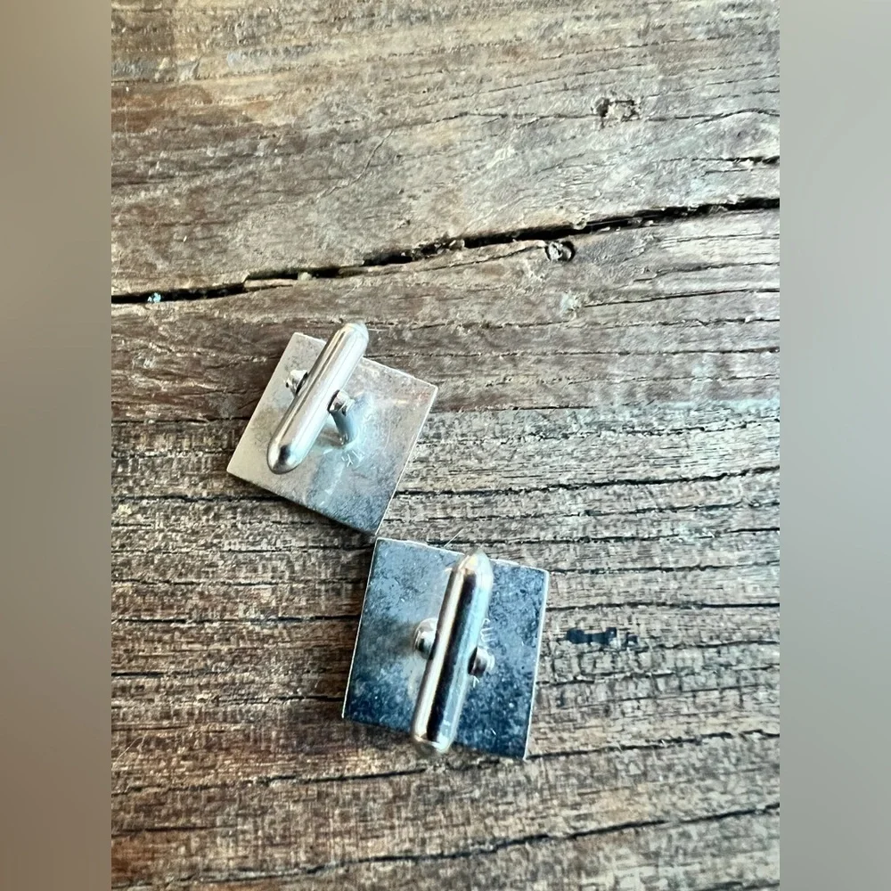Silver Square Leaf Motif Cufflinks